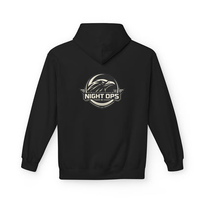 Night Ops Raven Hoodie — Raven Back Graphic & GreyRider Threads Logo