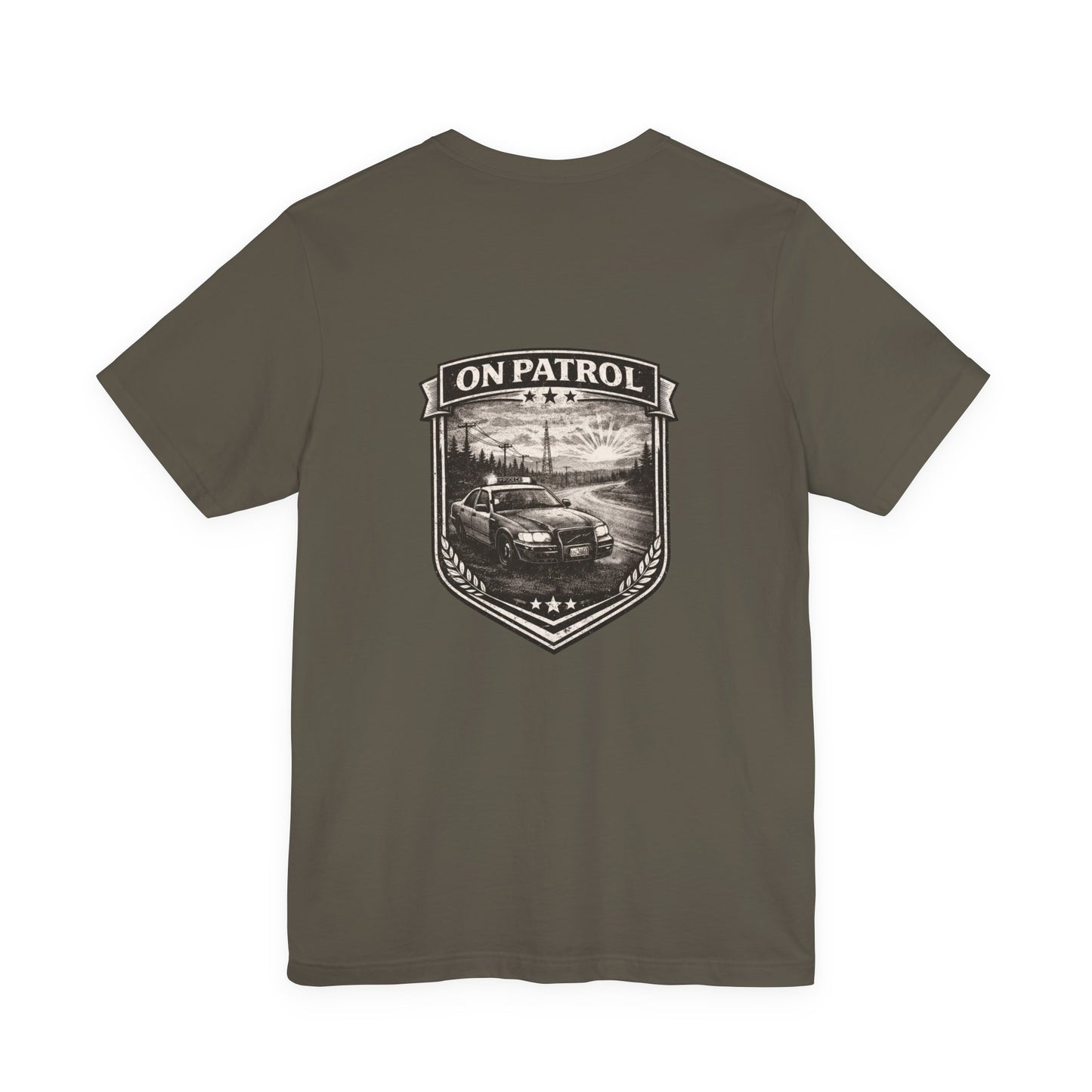 Vintage Police Patrol Car Sunset Tee | Patrol Car Sunset T-Shirt | On Patrol