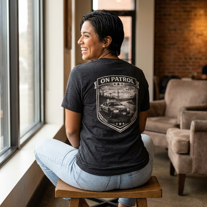 Vintage Police Patrol Car Sunset Tee | Patrol Car Sunset T-Shirt | On Patrol